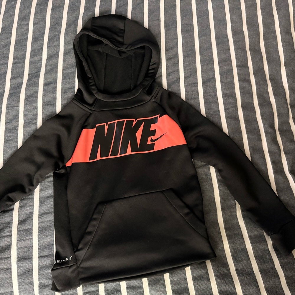 Nike Kids Black Hoodie with Red Logo